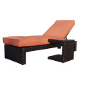 Outdoor Rattan Chaise Lounge With Side Table